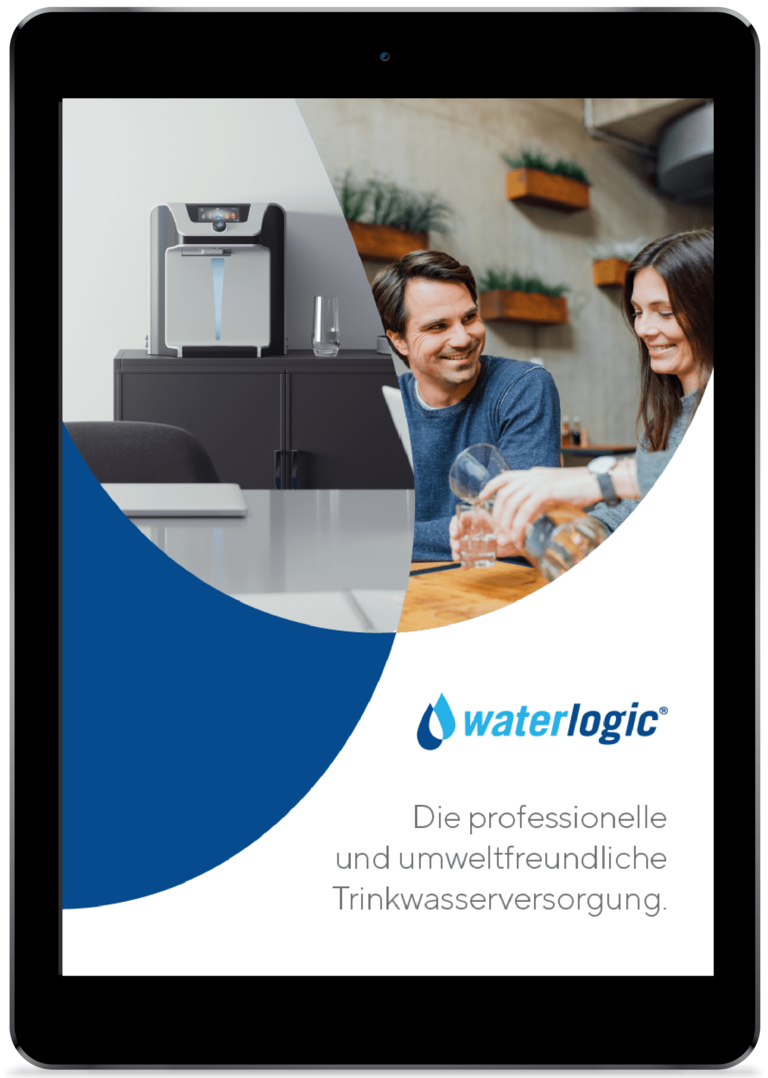 Kleine vorab Ansicht des Waterlogic Gesamtprospektes mit allen Informationen zum Unternehmen Waterlogic sowie den leitungsgebundenen Wasserspendern für eine professionelle und umweltfreundliche Trinkwasserversorgung am Arbeitsplatz.